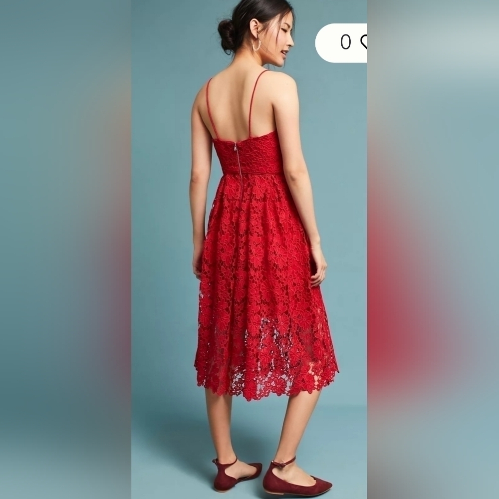 Donna Morgan Anthropologie Scarlet Floral Lace Dress Sz. 14 - Picture 2 of 10